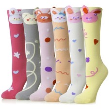 Girls Knee High Socks Kids Long Crazy Fun Silly Gifts Boot Cute Animal Funny ...