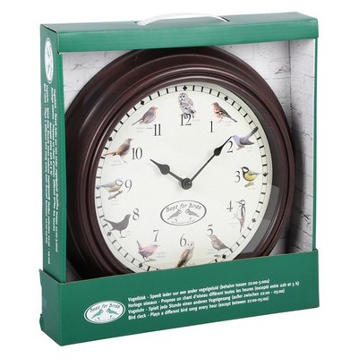 Esschert Design FB416 Bird Sounds Clock, Dark Brown,Wall Clocks