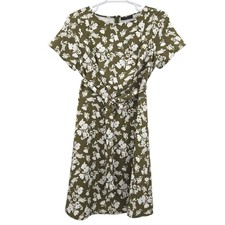 Lane Bryant Women's Belted Floral Print Dress Green Size 12
