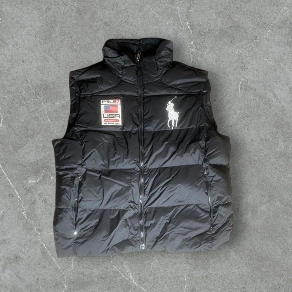 Polo Ralph Lauren Puffer Vest Uomo XXL Nero Grande Pony Down Sci Alpino Y2K Giacca