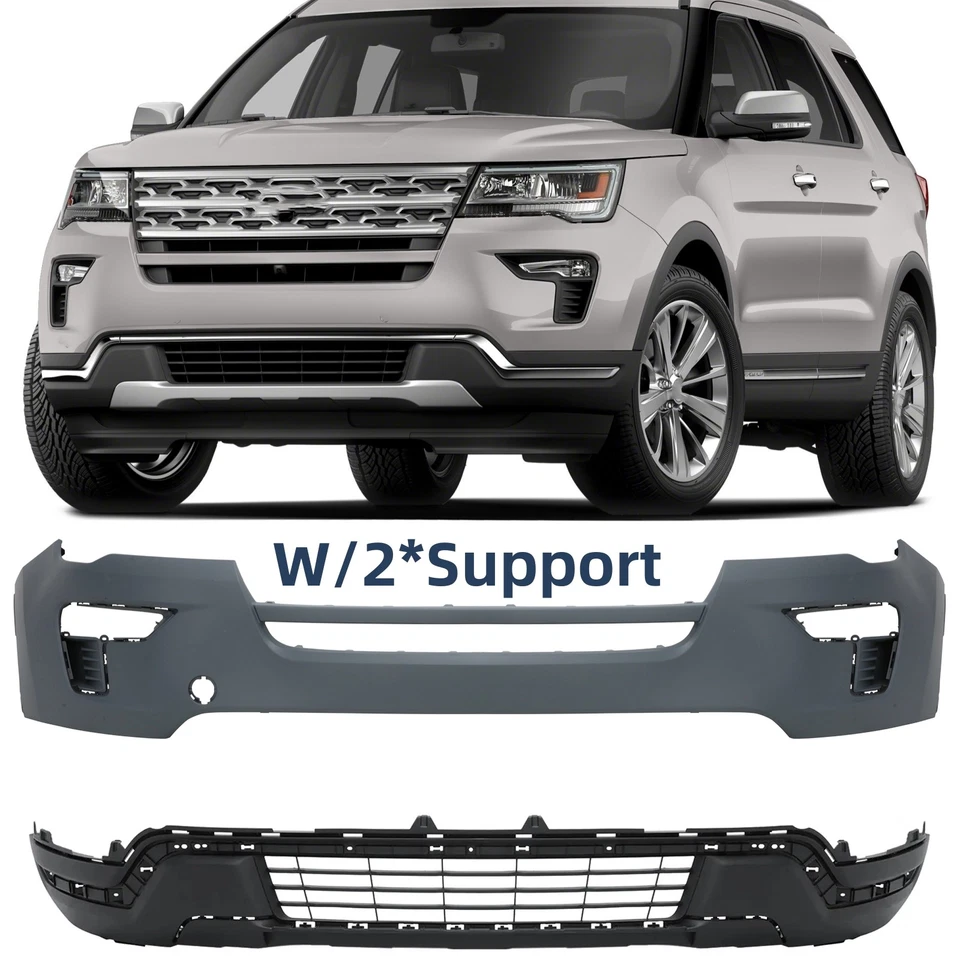 Front Bumper Cover W/2 Side Support Trim Molding For Ford Explorer 2018-2019 - Imagem 2 de 4