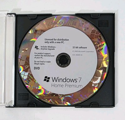 Microsoft Windows 7 Home Premium 32 Bit 2009 DVD Disk No Product Key | eBay