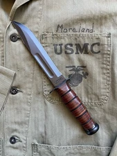 KA-BAR Olean NY USMC KABAR 7” Straight Knife, Sheath In Box