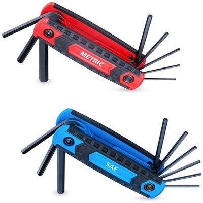 17-Piece Premium Folding Hex Key Wrench Set, Metric 1.5mm - 8mm, SAE 5/64  - ...