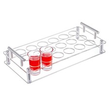 18 Shot Glass Tray Holder Bar Acrylic Shot Glasses Holders Beer Wine Glass Cu...