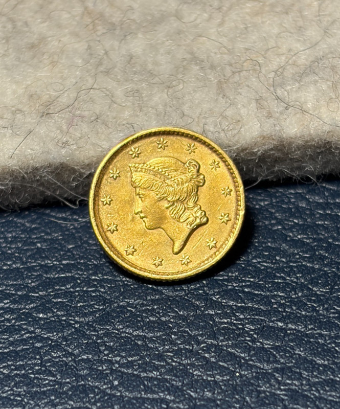 (#102872) Pre 1933 Gold:  1852 Gold $1.  AU.     (see video!)
