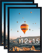12X15 Black Picture Frame Set of 3, Horizontal and Vertical Formats for Wall Han