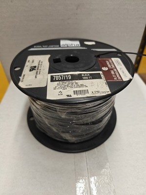 7057/19 Alpha 18AWG Black Wire, 1000ft, PVC Hook-Up Wire, MIL-W-16878E Type B