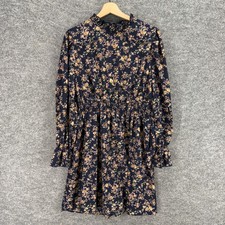 SheIn Dress Women 2XL Blue Floral Sheath Short Hook & Eye Long Sleeve Casual