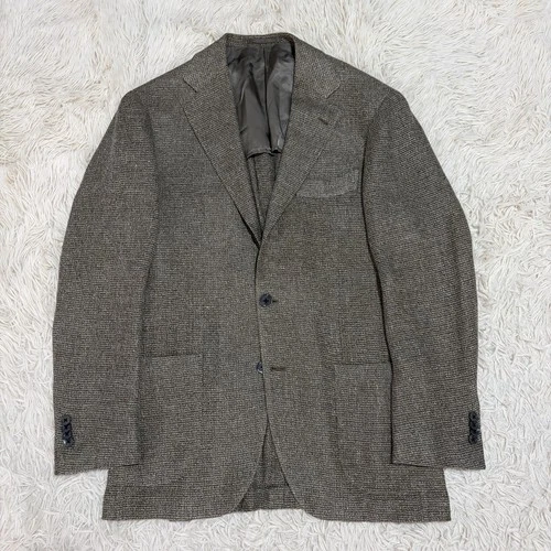 RING JACKET Silk Linen Suit Jacket Blazer 48 M Brown 3-Roll-2 Made in Japan - product listing photo