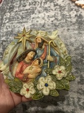 Nativity Scene Christmas Ornament Mary Joseph Baby Jesus 6  Religious Decor