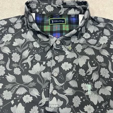 William Murray Golf Polo Shirt Men’s 2XL  Gray Floral Stretch Performance EUC