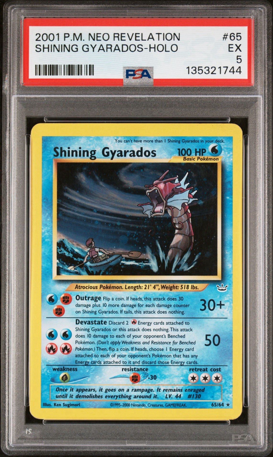 2001 POKEMON NEO REVELATION #65 SHINING GYARADOS-HOLO PSA 5