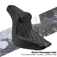 Black Driver Passenger Gel Seat w/ Backrest For Harley 18-2025 Low Rider ST FXLR