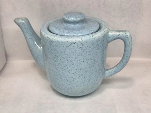Vintage Bauer Pottery Monterey Moderne Blue Speckle 2-Cup Teapot. MCM