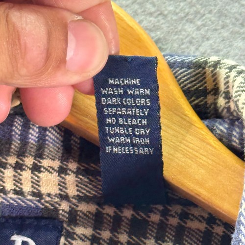 Vintage Gap Flannel Shirt Mens XL Blue Plaid Heavyweight Comfort Classic 90s - Picture 6 of 10