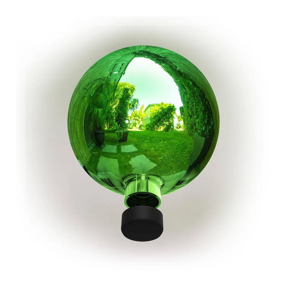 Alpine Corporation Globe Festive Yard Decor 10" Dia Outdoor Glass Gazing Green - Image 3 of 4