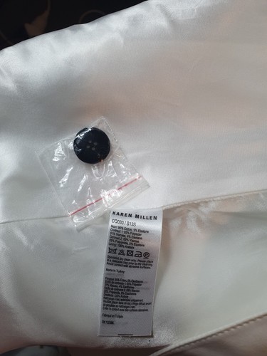 Karen Millen trench coat jacket Sze 8-10 black whitedouble breasted RRP $600 - Foto 11 di 11