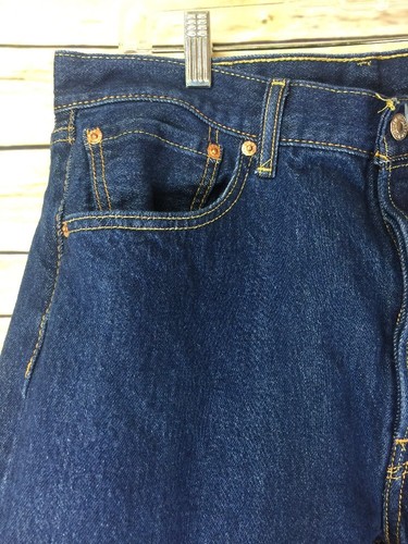 Levis 501 Original Straight Leg Button Fly Jeans Dark Wash Men's Size 34 x 33 - Picture 5 of 11