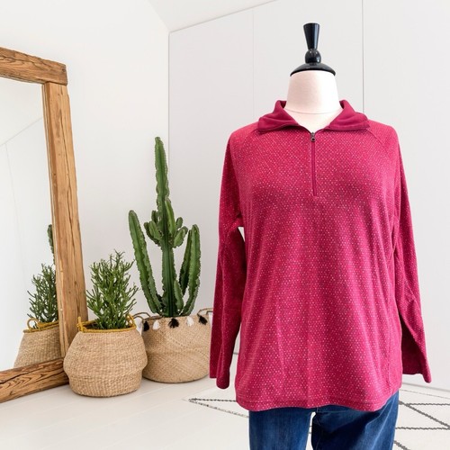 Columbia Women’s 1X Polka Dot 1/4 Zip Lightweight Fleece Pullover Sweater Red - 第 1/10 張圖片