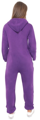 Unisex Adult Onesie0 Hooded Playsuit Plain One Piece Non Footed Pajamas Jumpsuit - Picture 11 of 15