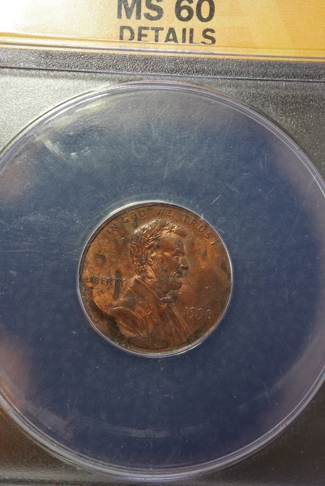 1998-P ANACS MS 60 Details Type 2 Rev Wide AM FS-901 1C Lincoln Cent - Image 3 of 4