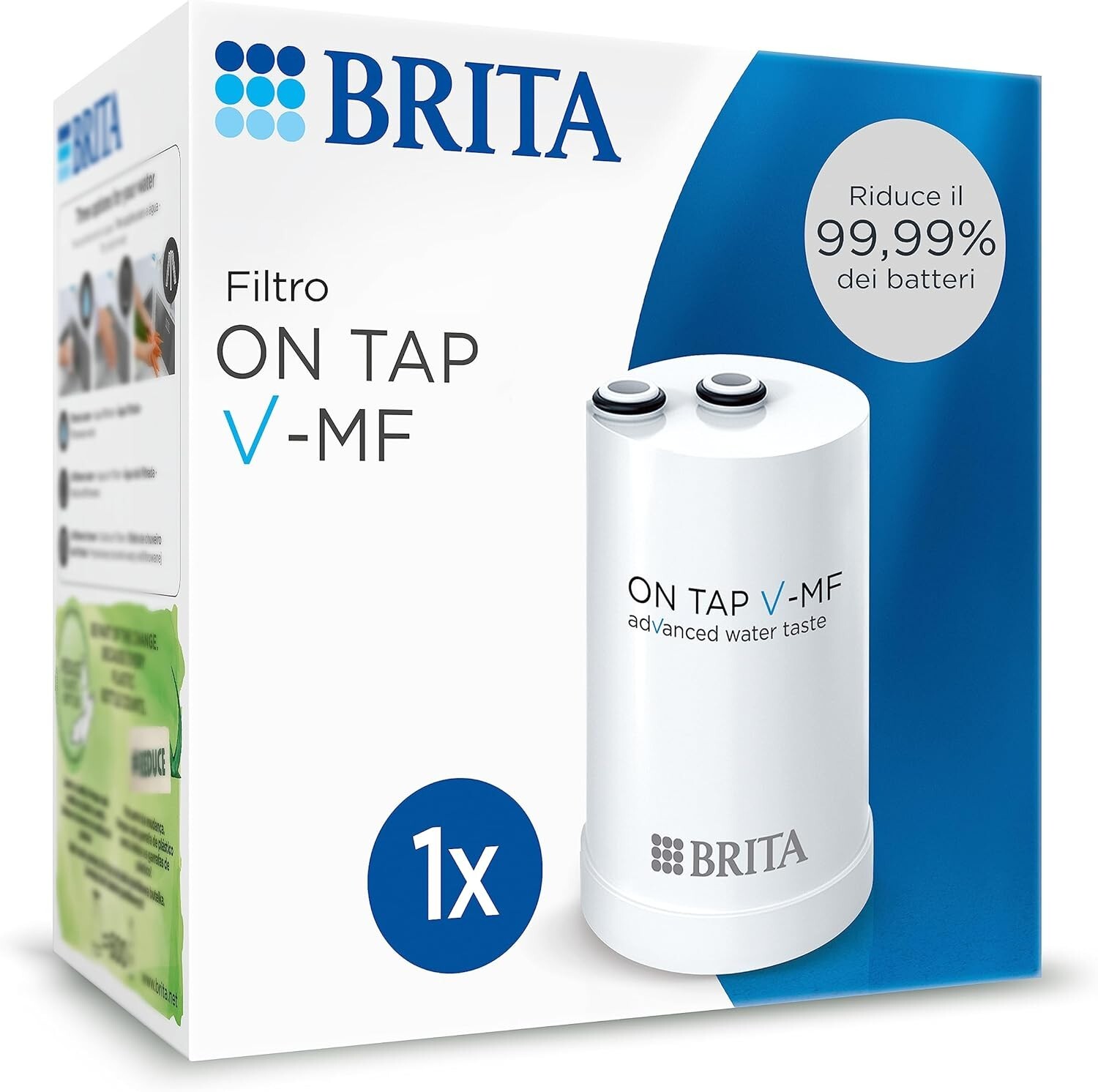 Filtro di Ricambio per Acqua Brita ON TAP V-MF (600 L) Elimina 99,99% di Batteri