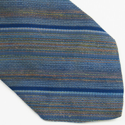 Andhurst Custom Collection Mens Blue Orange Woven Stripe Necktie 57''x3''