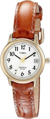 Timex T2J761 Women's Indiglo Easy Reader with Date Brown Leather Band 25mm Watch