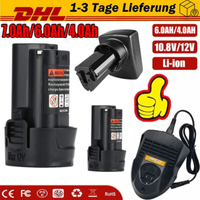 3AH 7,0Ah 10.8V 12V Li-ion Akku für Bosch BAT411 BAT420 GSR GDR 4Ah Ladegerät DM
