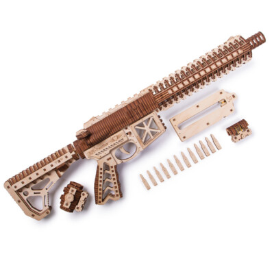 Wooden Puzzle Adult 3D Assault Gun AR-T 496 Pieces Model Craft Kit