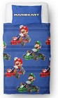 Mario Kart Official Single Duvet Cover Set, Checkers Design | Blue Reversible