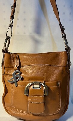 B. Makowsky Westbourne Tan Pebbled Leather Crossbody Shoulder Bag
