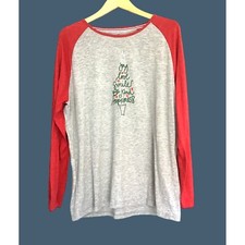 ED- MENS GREY/RED CREW NECK LONG SLEEVE PAJAMA TOP SIZE X-LARGE