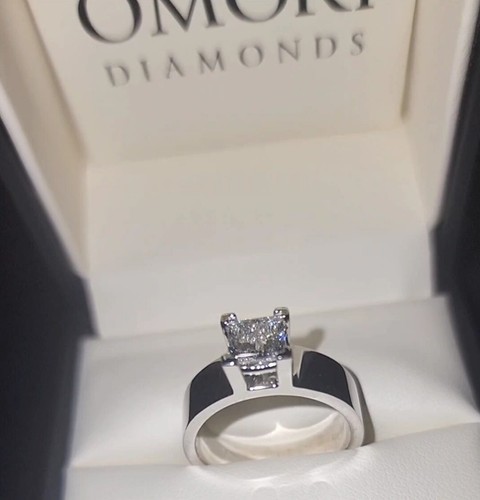 Exquisite, 1 of 1, 1.27ct Princess Diamond Solitaire, Wide Band, 14K White Gold  - Picture 12 of 13