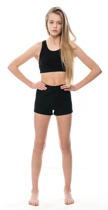 Girls Black Shiny Lycra Dance Fitness Sports Gym Hot Pants Shorts KHPN-5  Katz