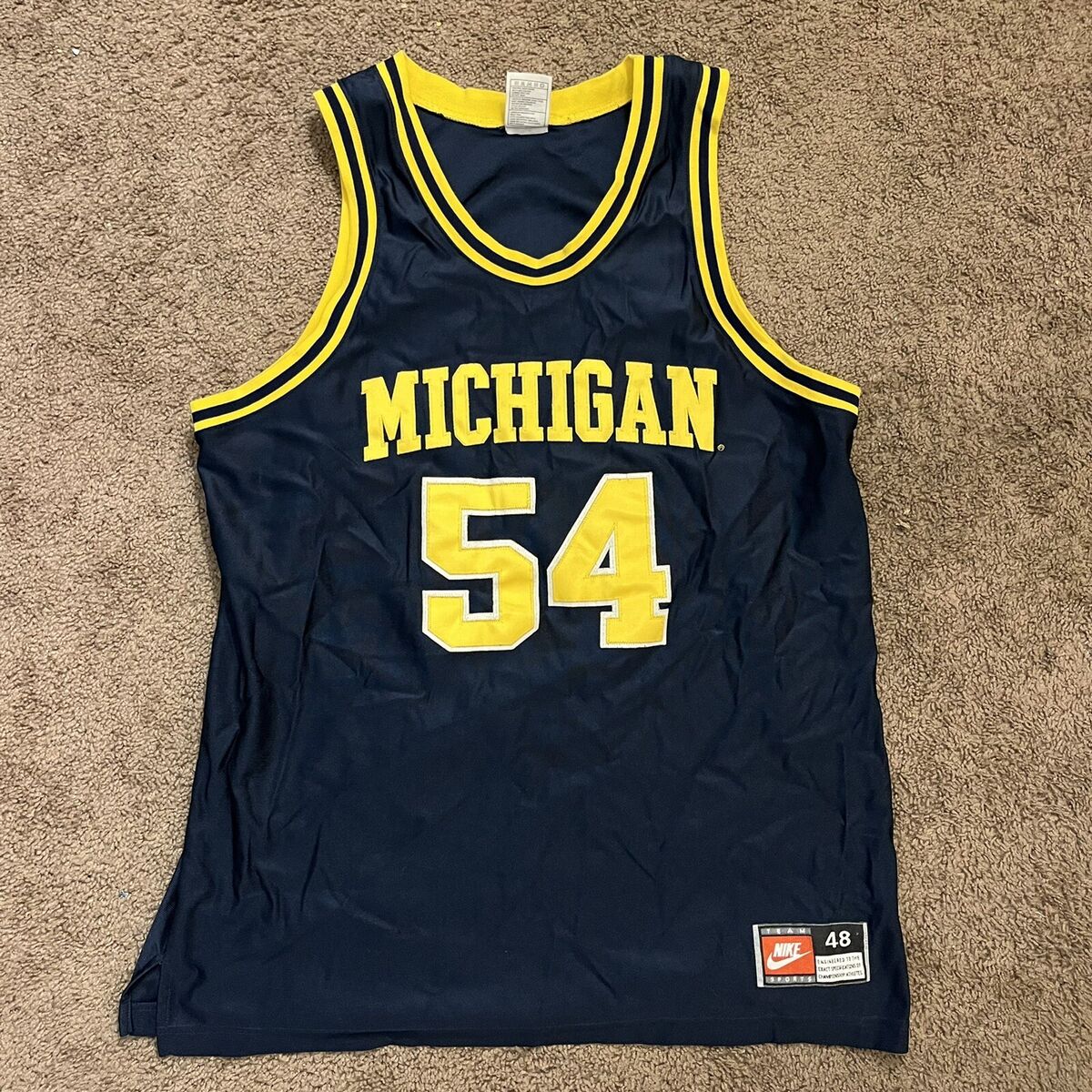 本当に信頼出来る店 Michigan Vintage Nike Authentic #54 Basketball Jersey Blue その他