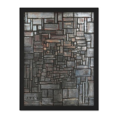 Garcia Constructive Work Grey Abstract Painting Large Framed Art Print