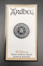 Ardbeg Islay Single Malt Scotch Whiskey Black Lapel Pin Pinback, on Card - New