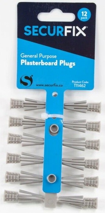 12x Securfix Plasterboard General Purpose Cavity Wall Raw Plugs Fixings Pack