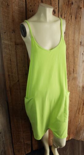 Free People Hotshot Mini Dress Romper in Lime Green Size Large
