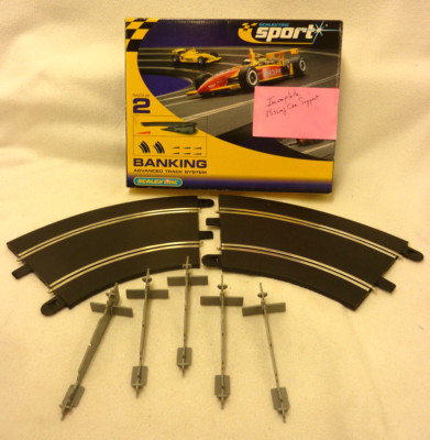 SCALEXTRIC BANKING ADVANCED TRACK SYSTEM C8296 RADIUS 2 45° TRACK +  5 SUPPORTS
