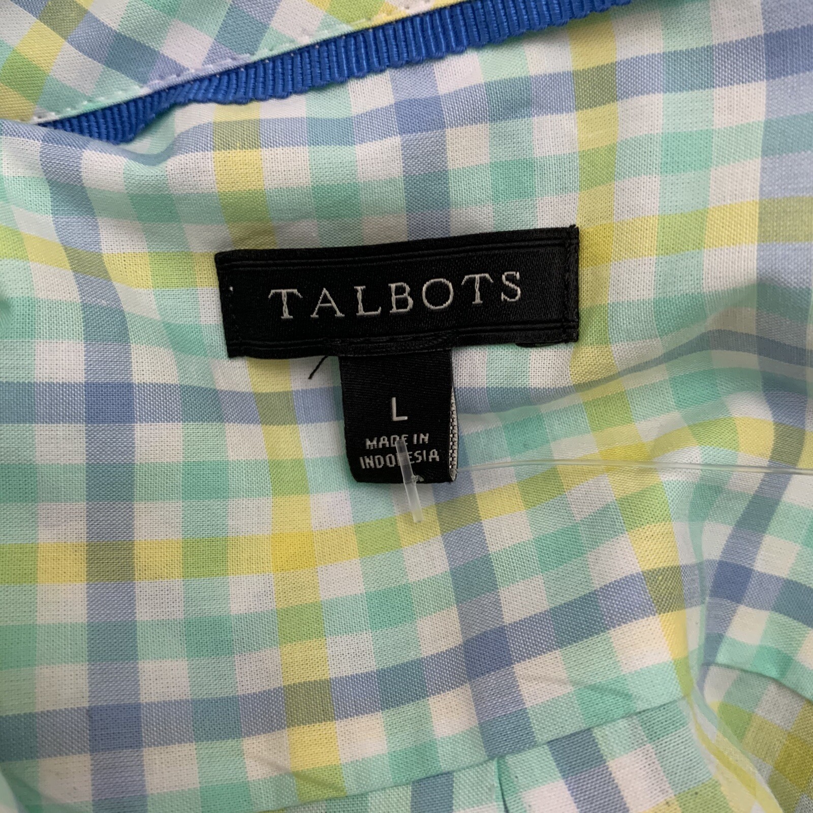 Talbots Large Blouse Button Top Check Gingham Pas… - image 3