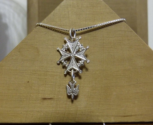 Chain 19 11/16in Venetian -cross Huguenot-Cross Valdese Silver 925 Sterling