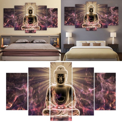 Moderne abstrakte Kunst 5 teiliges Set f??r Wanddekoration mit Buddha Licht - Bild 6 von 12