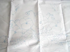 2 Percale Pillowcases Stamped Embroidery Paint Pansies 20x31" Dan River Tri Chem