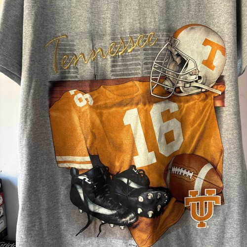 Vintage University Of Tennessee #16 Gold Embroidery Graphic Tee LEE Sport Size L - Picture 2 of 10