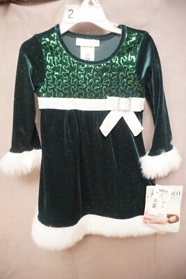 bonnie jean green santa dress Bonnie Jean Green Christmas Dress (Children's Size 8)