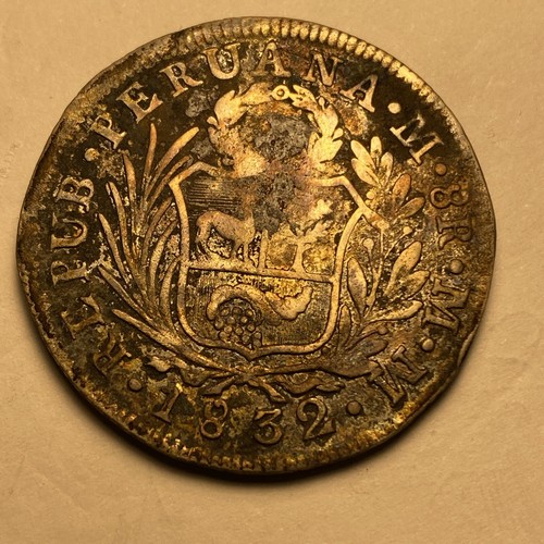 Peru Lima 8R MM 1832 Rare Reales Look - Picture 7 of 10