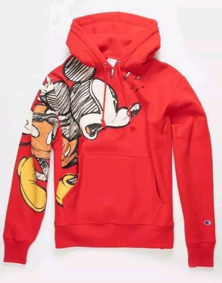 CHAMPION DISNEY MICKEY MOUSE RED HOODIE SWEATSHIRT NEW
